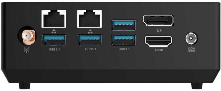 Posteriore: Collegamento antenna WiFi, 2x Gigabit Ethernet, 4x USB 3.1 Gen 2 (10 Gbps) Tipo A, DisplayPort 1.2, HDMI 2.0, DC in