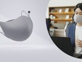 La maschera Canon MD-100-GY Privacy Talk disattiva il parlato per evitare che gli astanti siano disturbati dalle chat online. (Fonte: Canon Giappone)