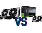 MSI GeForce RTX 5060 Ti Ventus 2x OC Plus 16 GB (a sinistra) e 8 GB (a destra). (Fonte immagine: Mindfactory, modificato)