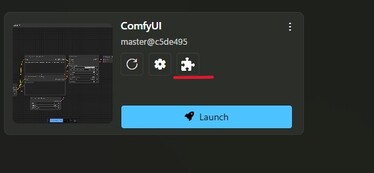 Uno screenshot che evidenzia l'icona del seghetto nel riquadro ComfyUI su Stability Matrix. (Fonte immagine: Cattura schermo di Windows)