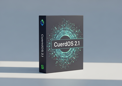 CuerdOS 2.1, basato su Debian, viene fornito con diversi cambiamenti; qui viene mostrata una scatola di software generata dall'intelligenza artificiale