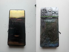 Foto frontale e posteriore dell&#039;esploso di Redmi Note 13 Pro (Fonte immagine: Sri Varshan; modificato)