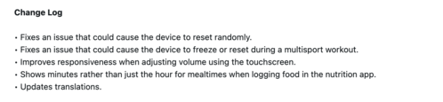 Le note di rilascio per la versione beta 17.30/17.31 degli aggiornamenti dello smartwatch Garmin