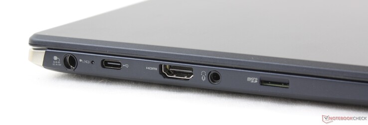 Lato Sinistro: alimentazione, USB Type-C 3.2 Gen. 2, HDMI, 3.5 mm combo, lettore MicroSD