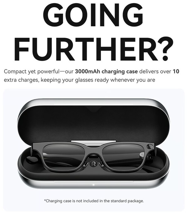 Una custodia per batteria opzionale fornisce fino a 10 ricariche complete per gli occhiali Rokid. (Fonte: Rokid)
