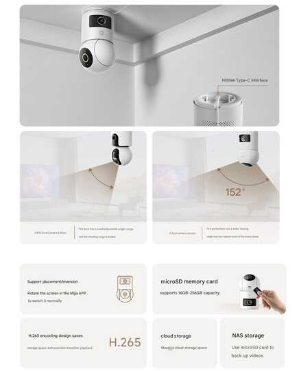 Design e caratteristiche della Smart Camera 4 Dual Camera Edition (Fonte immagine: Xiaomi - traduzione automatica)