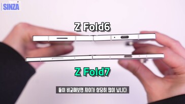 Samsung Galaxy Z Fold 7 vs Galaxy Z Fold 6. (Fonte immagine: TheSinza, Youtube)