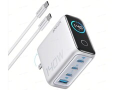 L'immagine appena emersa del caricatore da parete Anker Zolo 4 porte 140W, dotato di un display digitale. (Fonte immagine: u/joshuadwx via r/Anker subreddit)