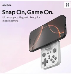 Il controller di gioco magnetico Abxylute Snap-on scorre e ruota in posizione per essere utilizzato con gli smartphone. (Fonte: Abxylute)