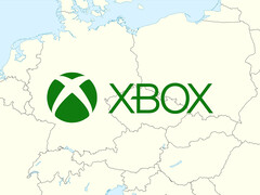 Mappa dell'Europa centrale con il logo Xbox (Fonte dell'immagine: Microsoft Gaming): Microsoft Gaming, Wikimedia Commons: Dati World Data Base II con modifiche)