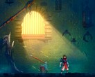 Dead Cells Steam screenshot con il personaggio in piedi in un raggio di sole in una cella di prigione