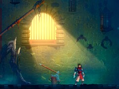 Dead Cells Steam screenshot con il personaggio in piedi in un raggio di sole in una cella di prigione