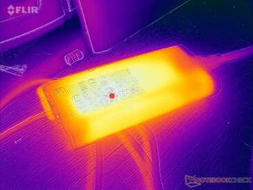 L'adattatore CA raggiunge oltre 55 C quando si utilizzano carichi impegnativi