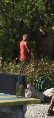 Un uomo sembra stia urinando contro un albero (screenshot ingrandito di GTA 6).