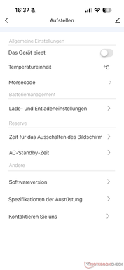 Menu con impostazioni aggiuntive