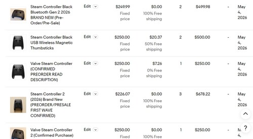 I prezzi dei controller Steam su eBay sono indicati