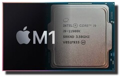 Il chip Apple M1 sta effettivamente raggiungendo l'Intel Core i9-11900K nel grafico delle prestazioni single-thread di PassMark. (Fonte immagine: Apple/Intel - modificato)