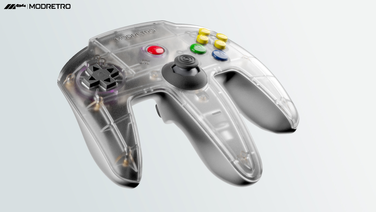 Una foto del controller M64 bianco di ModRetro