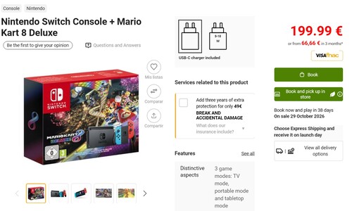 In immagine: bundle Nintendo Switch Mario Kart 8 Deluxe presso Fnac