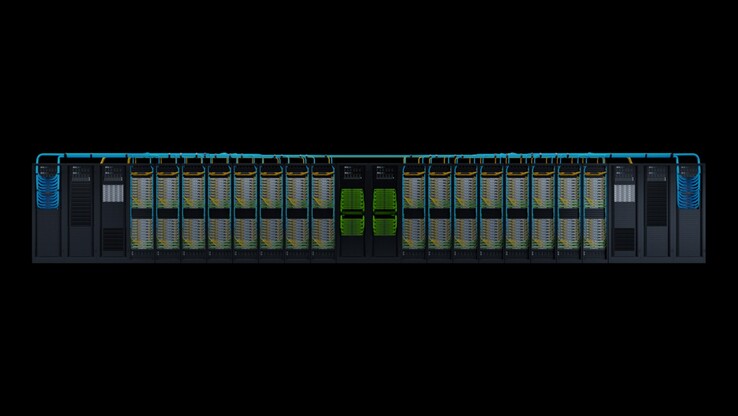 Il supercomputer di intelligenza artificiale DGH GH200 collega 256 superchip Grace Hopper con il sistema di interruttori NVLink di Nvidia