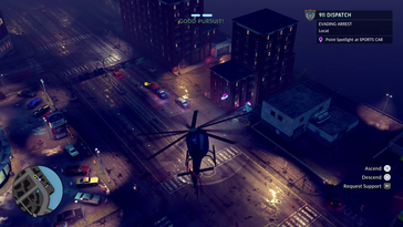 Il gameplay dell'inseguimento in elicottero aggiunge verticalità e urgenza alle pattuglie notturne (fonte: Fallen Tree Games)
