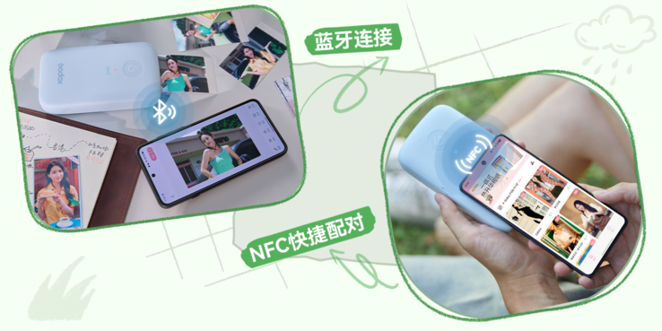 Si collega tramite Bluetooth con la funzione NFC «tap-to-pair» e viene controllato tramite l’app Godox Cam, che include uno strumento per la creazione di foto tessera.
