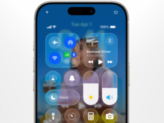 Il design del software Liquid Glass influisce pesantemente sull&#039;estetica di iOS Control Central. (Fonte immagine: Apple su YouTube)