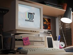Il PC da gioco precostruito Maingear Retro95 su un desktop (Fonte: Maingear PR)
