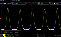 PWM a luminosità minima con funzione 480 Hz attivata (ampiezza: 14,56%)