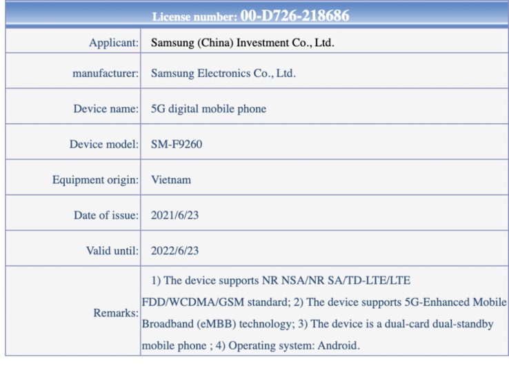 Le ultime certificazioni di Galaxy Z Fold3 forniscono qualche dettaglio in più sull'ammiraglia pieghevole. (Fonte: Digital Chat Station via Weibo, GizmoChina)