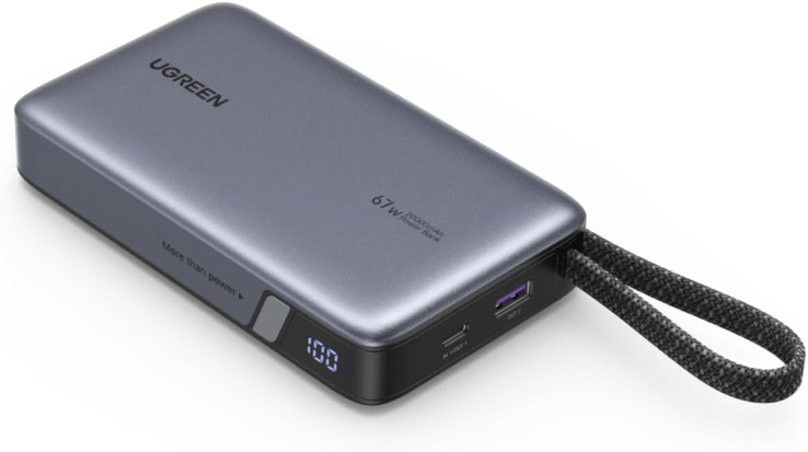 Il Nexode Power Bank 20000mAh 67W di Ugreen con cavo USB-C integrato. (Fonte immagine: Ugreen, modificato)