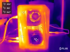 Asus ROG NUC 15 durante lo stress test (lato sinistro)