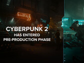 Cyberpunk 2 sarà basato su Unreal Engine 5, invece che sul REDengine proprietario di CDPR. Nell'immagine - L'artwork con il testo "Cyberpunk 2 è entrato nella fase di pre-produzione" sovrapposto. (Fonte immagine: @CDPROJEKTRED_IR su X/Twitter)