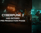 Cyberpunk 2 sarà basato su Unreal Engine 5, invece che sul REDengine proprietario di CDPR. Nell'immagine - L'artwork con il testo "Cyberpunk 2 è entrato nella fase di pre-produzione" sovrapposto. (Fonte immagine: @CDPROJEKTRED_IR su X/Twitter)