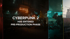Cyberpunk 2 sarà basato su Unreal Engine 5, invece che sul REDengine proprietario di CDPR. Nell'immagine - L'artwork con il testo "Cyberpunk 2 è entrato nella fase di pre-produzione" sovrapposto. (Fonte immagine: @CDPROJEKTRED_IR su X/Twitter)
