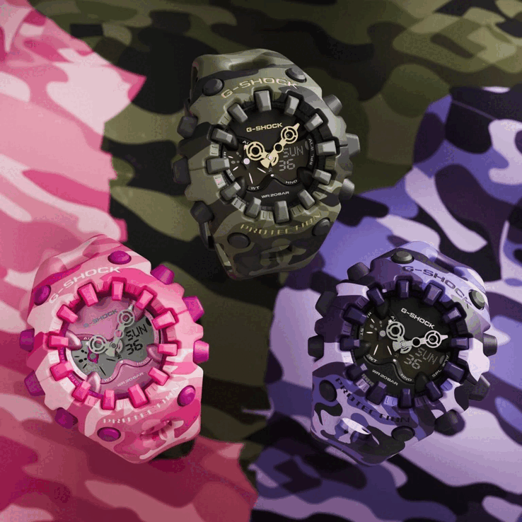 Il G-Shock GA-V01MCG-4A rosa e il GA-V01CMG-6A viola
