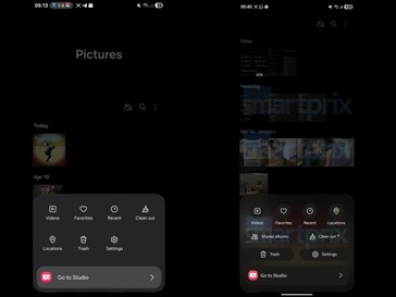 A sinistra: l'app Galleria su One UI 7. A destra: App Galleria su One UI 8 (modificata). (Fonte: Smartprix)