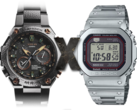 La nuova fuga di notizie su Casio MR-G lascia intendere un crossover tra questi due mondi. Nella foto - Il Casio MRG-G1000HT-1A a sinistra, una 'X' al centro e il Casio MRG-B5000 square G-Shock a destra. (Fonte immagine: Casio - Edited)