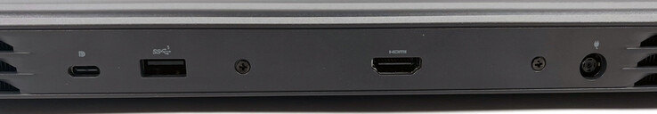 Retro: 1x USB 3.2 Gen 2 (Type-C, DisplayPort), 1x USB 3.2 Gen 1 (Type-A), 1x HDMI 2.0, 1x alimentazione