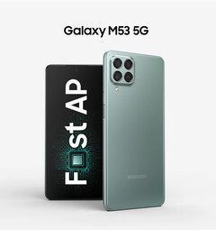 Il Galaxy M53 5G sarà ordinabile in una scelta di tre colori, alla fine. (Fonte immagine: Samsung)