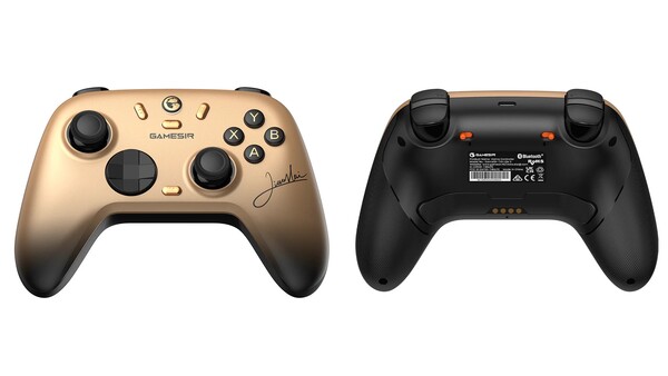 Il GameSir Nova 2 Lite Champion Edition ha un frontalino d'oro firmato da Xiao Hai. (Fonte: GameSir)