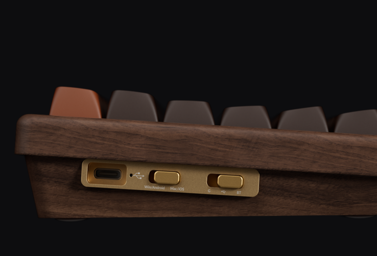 Pannello interruttori in alluminio Keychron K2 HE All Wood Special Edition. (Fonte: Keychron)