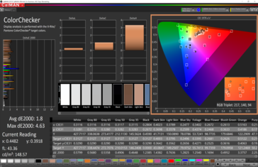 CalMAN ColorChecker calibrato (spazio colore target sRGB)