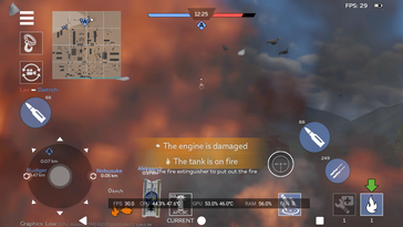 War Thunder Mobile, ad esempio, può essere visualizzato in modo ragionevole (Fonte: Notebookcheck)