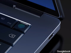 I computer portatili Googlebook saranno alimentati da processori Intel Qualcomm e MediaTek. Nella foto: un rendering promozionale di un computer portatile a marchio Google.