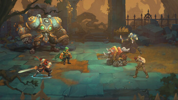 Un'immagine che mostra una battaglia in Battle Chasers: Nightwar.