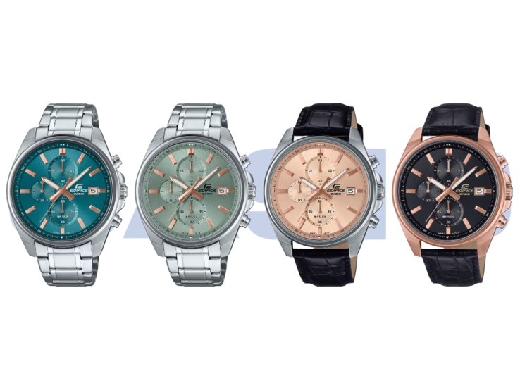 Da sinistra a destra, Casio Edifice EFV-610DE-2A, EFV-610DE-3A, EFV-610EL-5A e EFV-610ECL-1A. (Fonte immagine: Casio)