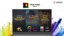 Il display MSI True Pixel è una combinazione di diverse funzioni appositamente progettate per i professionisti del settore della creatività. (Fonte immagine: MSI)