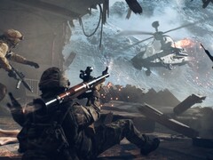 Soldato di Battlefield 6 che punta un RPG contro un elicottero d&#039;attacco. (Fonte: EA)