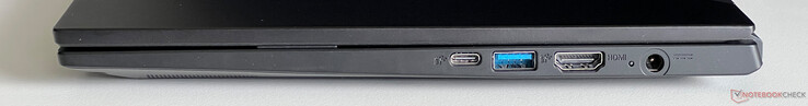 A destra: USB-C 3.2 Gen 1 (5 Gbit/s, DisplayPort Modalità ALT 1.4, Power Delivery), USB-A 3.2 Gen 2 (10 Gbit/s)